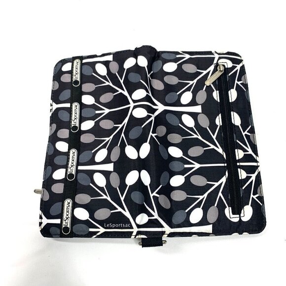 Le Sport Sac Large 3/4 Zip Bifold Canvas Wallet Black & White Print 8" x 4.5" - Picture 3 of 6